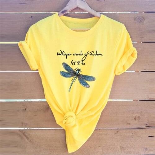 Summer Plus Size TShirt Women Fasion Dragonfly Printed Shirt 100%Cotton Women Shirts O Neck Short Sleeve Tees Streetwear Tops