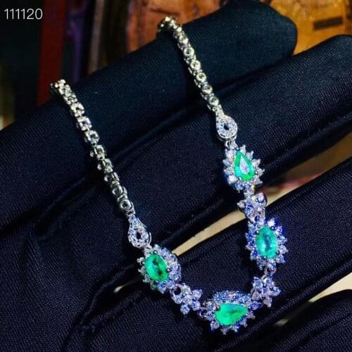 Natural green emerald Bracelet Natural gemstone bracelet S925 silver fashion elegant geometry Stars women party fine jewelry