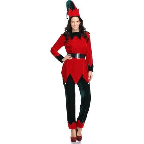 Elf Costume Womens Ladies Adult Christmas Fancy Dress Xmas Santa Helper Outfit M--XL SM1940