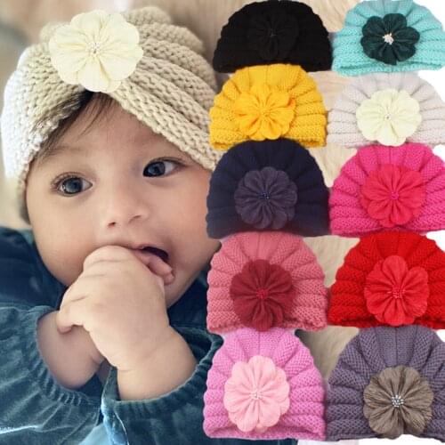 1PCS Childrens Hat Leisure Multiple Colour Fashion Neutral Match Flower Knit Hat Autumn Winter Warm Windproof Kids Hood