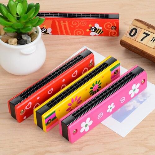 1PC 16 Holes Cute Harmonica Musical instrument Montessori Educational Toys Cartoon Pattern Kids Wind Instrument Children Gift