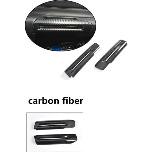 2pcs carbon fiber Central Console Control Gear Box Shift Panel Cover Trim Frame Sticker Handrail trim For Ford Mustang 2015-2017