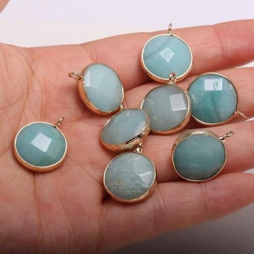 2Pcs Necklace Pendant Section Round Amazonite Pendant For Jewelry Making Necklace Handiwork Sewing Craft Accessory