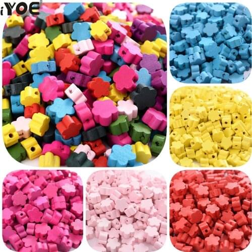 30/50/100pcs 10/12mm Natural Wood Beads Flower Wooden Bead Loose Spacer Jewelry Beads For Making DIY Craft Bracelet Earring