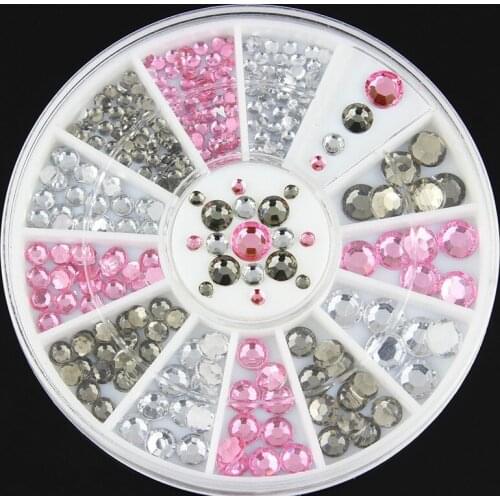 F 3D Shiny Metallic Luster Nail Decoration Nail Decoration Wheel Round Nail Tools 12Colors 4 Sizes DIY Hot