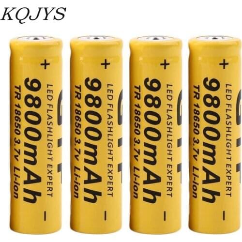4Pcs 3.7V 18650 9800mah Li-ion Rechargeable Battery For LED Flashlight Torch For Emergency lighting portable Device dopshipping