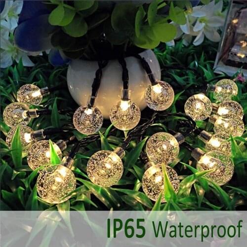 50 LEDs 5/7/10m Crystal Ball Solar Light Outdoor IP65 Waterproof String Fairy Lamps Solar Garlands for Garden Decoration