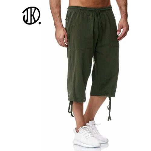 Male Casual Cotton Linen Cropped Trousers Loose Wed Autumn Summer Leg Long Pants Solid Color Plus Sizes Sweatpant For Hiking 3XL