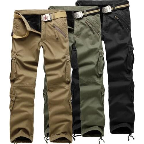 MIXCUBIC 2019 tactical pants men loose Multi-pocket washing warm Plus velvet pants male baggy Thicken cargo pants men size 28-40
