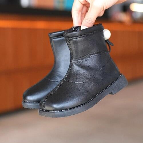 Child Fashion Waterproof PU Leather Ankle Winter Snow Boots For Little Girl Kids Boots Sports Shoes 3 4 5 6 7 8 9 10 11 12 Year