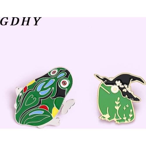 GDHY Cartoon Frog Enamel Pins Jumping Frog wizard magician frog Animal Brooch Badge Jewelry Gift for Friends Brosche
