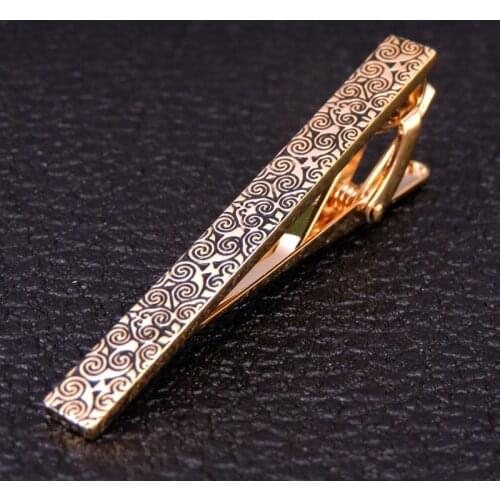 HYX Classic golden Tie Clips for Men High Quality Enamel Engrave Pattern Necktie Tie Bar Clasp Tie Clip Black Brand Jewelry
