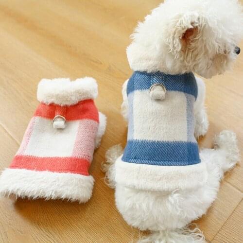 Puppy Dog Plaid Coat Warm Fleece Pet Clothes Vest Jacket Clothing French Bulldog Pug Costumes Jacket For Small Dogs Chihuahua