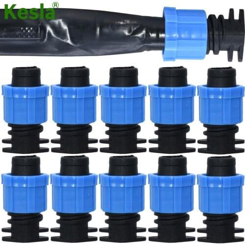 KESLA 10PCS 16mm 5/8" Drip Irrigation Tape End Plug Pipe Fitting Connectors w Thread Lock for Garden Watering System Greenyhouse