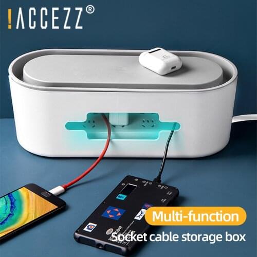 !ACCEZZ Cable Storage Box Organizer Bin Charger Wire Management Dustproof Safety Socket Power Strip Case Network Line Winder
