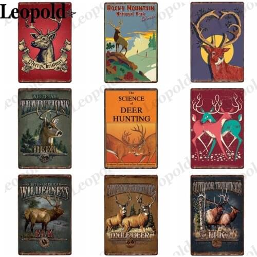 Metal Poster Animal Elk Landscape Card Board Forest Letter Tin Board Home Club Farm Bar Ktv Decoration Board 20X30Cm