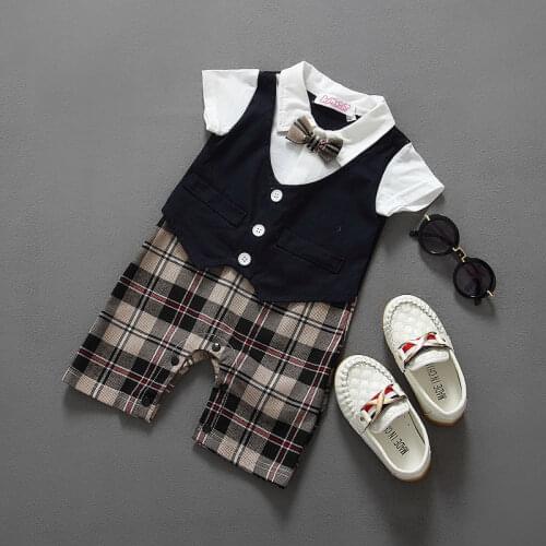 Fashion Baby Boy Jumpsuits 0-3Y Newborn Kid Baby Boy Infant Outfits Jumpsuit Romper Gentleman Formal