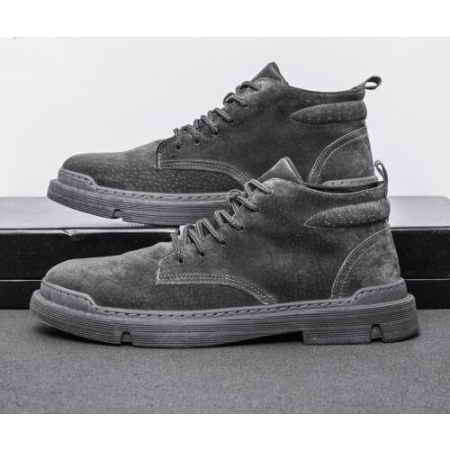 ZEEKSON Martin Boots Mens Korean Style Middle-top Trend Mens Boots Autumn Casual Tooling Boots Fashion High-top Mens Shoes