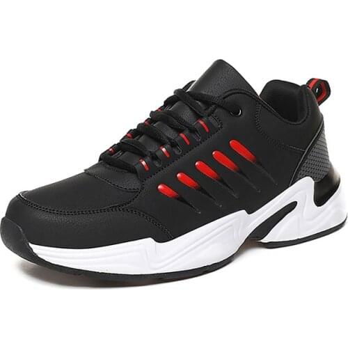 Mens Leather Sneakers Waterproof Casual Running Shoes Men Non-slip Outdoor Walking Shoes Lace-up Mens Sneakers 2021