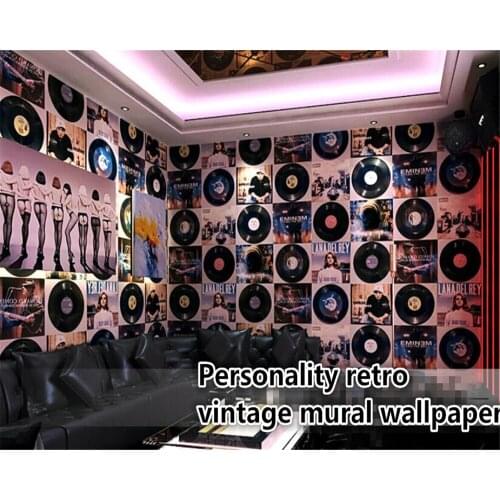 Beibehang 3d wall murals Retro Vintage Recording CD Photo Wallpaper Decorative Mural Bar KTV Theme wallpaper for childrens room