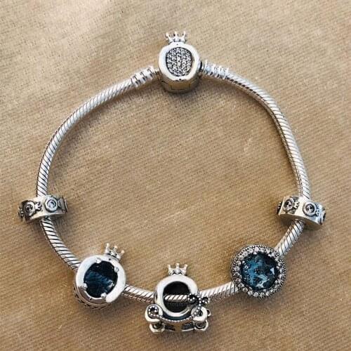 New High-quality Blue And White Crown, Carriage Charm Bracelet Charm, Unique Jewelry For Girlfriend Romantic Engagement Gift