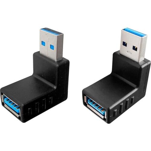USB 3.0 male to female extension adapter-90 degree right angle USB A male to female extender-USB male up and down connectors