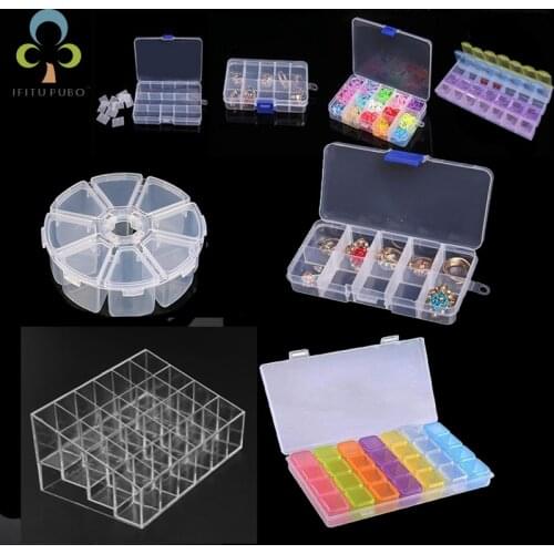 Practical jewelry storage Adjustable Plastic Compartment Lipstick Storage Box Jewelry Earring Bin Case Container Storage Box ZXH