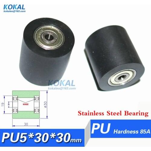 [PU0530-30S]stainless steel PU polyurethane plastic double plastic bag bearing guide pulley wheel TPU bearing 5*30*30mm