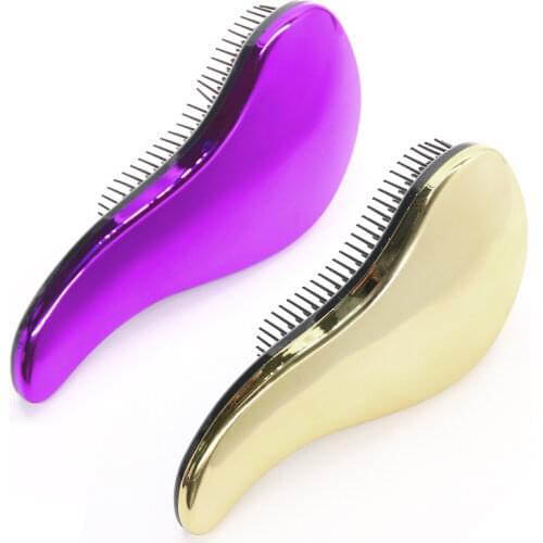1pc Anti-static Hair Brush Massage Comb Detangling Hair Brushes Electroplate Shower Massage Wet Hairbush Salon Hair Styling Tool