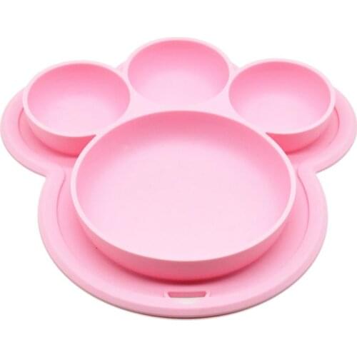 Silicone Infant Dishes Food Plates Baby Dinnerware Kids Tray Toddler Tablewares 4X7C