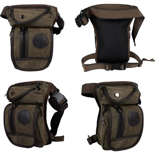 Motorcycle Waist Bag Canvas Drop Leg Bag Pouch Brown Motorcycle Multi-purpose Messenger Shoulder Bags For Cycling Equipment