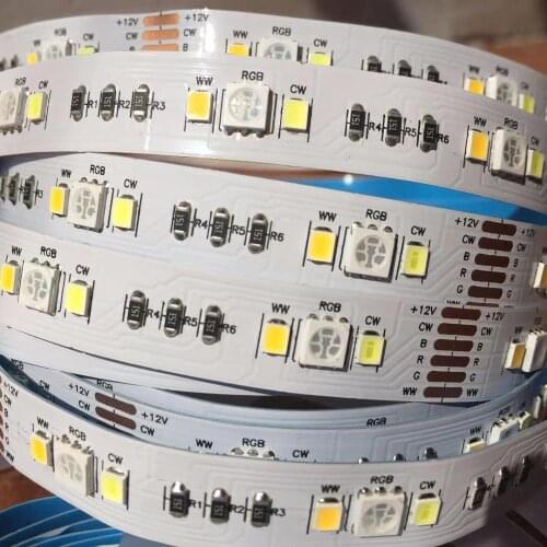 RGBCCT DC12V 5050 RGB + 2835 Cool White & Warm White LED strip light 5m IP20 IP65 IP67 Waterproof RGBCCT Strip 100lm CRI 90