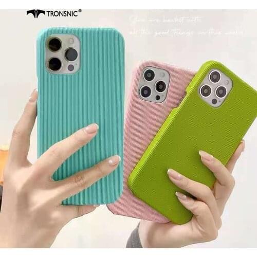 Cloth Hard PC Phone Case for iPhone 12 11 Pro Max XR Xs Max Matte Pink Avocado Green Blue Candy Cases for iPhone 7 8 Plus Covers