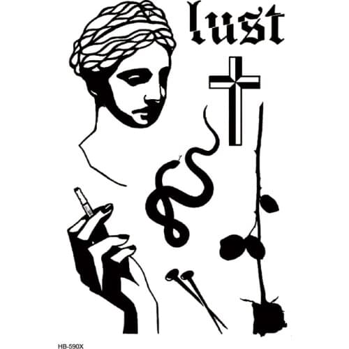 David And Cross Waterproof Temporary Tattoo sticker Snake body art tatoo sleeve men Glitter tattoos Men tatuajes temporales