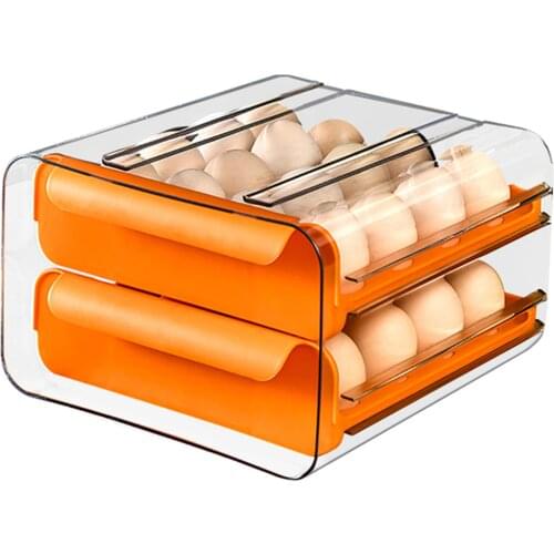 Egg Storage Box Double Layer Egg Tray Practical Airtight PET 32 Grids Fresh Preservation Egg Organizer for Home Fridge Wholesale