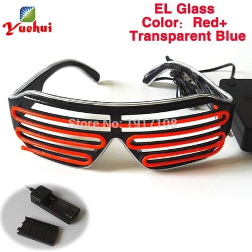 17 Style Popular Bi-Color Sound active blinking Wedding decor LED Glasses Festival Party decorative EL wire Shutter Glasses