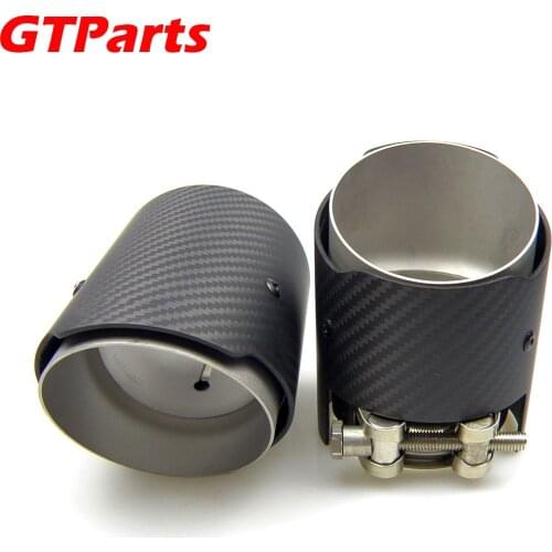 2 Pieces Carbon Fiber Exhaut tips for F87 M2 F80 M3 F82 F83 M4 Direct Fit Universal Fit Exhaust Tail Pipe Tip with AK LOGO
