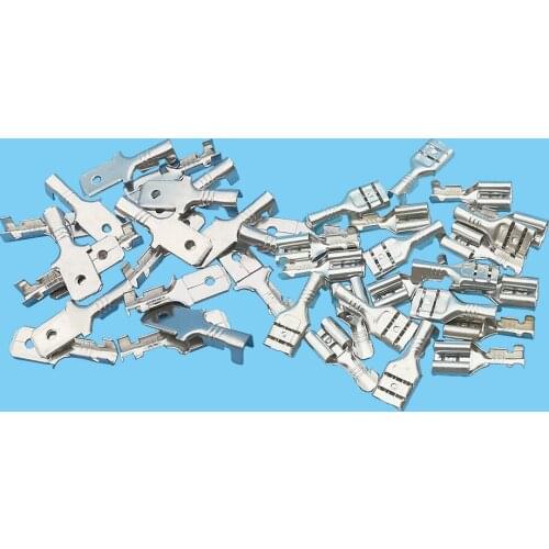 20Set 6.3mm Female Male Spade Crimp Wire Terminal Kit With Transparent Insulated Sleeves Electrical Cable Wire Connector