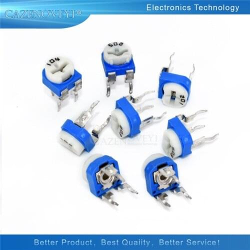 20pcs/lot RM065 RM-065 100 200 500 1K 2K 5K 10K 20K 50K 100K 200K 500K 1M ohm Trimpot Trimmer Potentiometer variable resistor