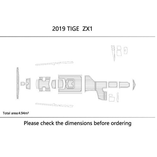 2019 TIGE ZX1 cockpit Swimming platform Non-slip mat 1/4" 6mm EVA Faux teak