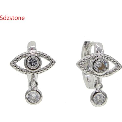 2020 New Gold Rose Color Sparking AAA+ Cz Evil Eye Earrings Girl Women Turkish Jewelry Pave Cz Earring