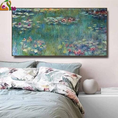 5d Diy Diamond Painting Monet Water Lotus Diamond Embroidery Reproduction Impressionist Art Wall Picture for Home Decoration