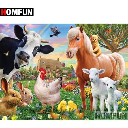 HOMFUN Full Square/Round Drill 5D DIY Diamond Painting "Animal collection" Embroidery Cross Stitch 5D Home Decor Gift A18069
