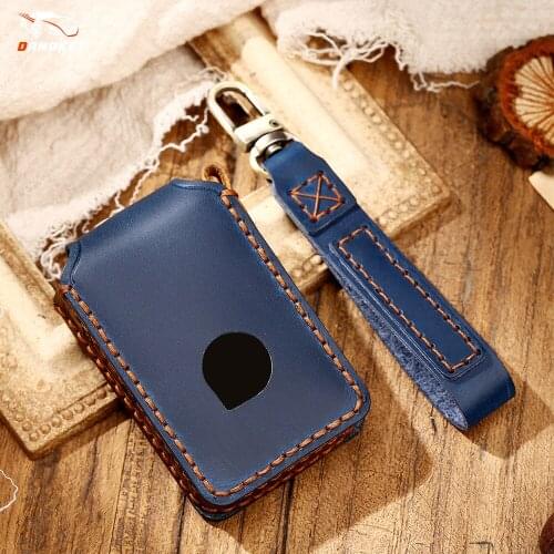 Dandkey Genuine Leather For Volvo Key Case Fob Car Key Bag Xc40 V90 Keys For Volvo S90 V60 S60 Xc60 2020 Protector Key Cover