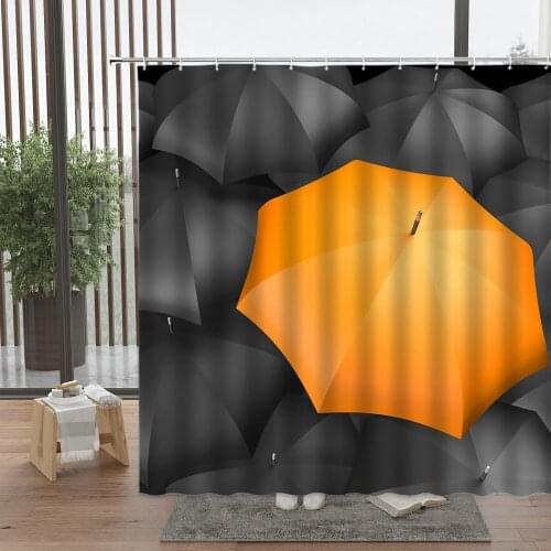 Black Red Colorful Umbrella Shower Curtain Summer Sky Rain Weather Bathroom Accessories Set With Hook Home Decor Cheap