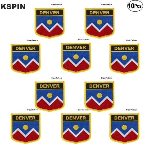 Denver Flag Embroidery Patches Iron on Saw on Transfer patches Sewing Applications for Clothes in Home&Garden