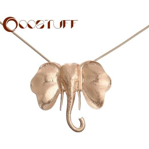 Gold Color Long Chains Necklace with Suspension Elephant Pendant Wholesale Decorative Jewelry for Women 2021 Fashion Accessories