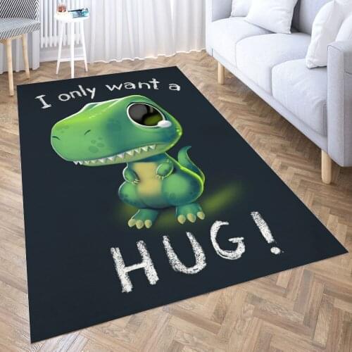 Free Hugs T Rex Carpet for Living Room 3D Anime Cartoon Rug Gamer Teen Room Bedside Lounge Rug Kids Children Floor Mats