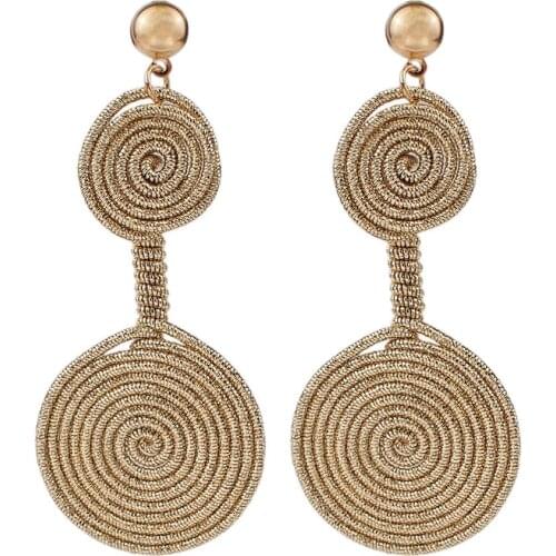 MANILAI Bohemian Rope Spiral Round Statement Drop Earrings Women 2020 Vintage Handmade Dangle Earrings Big Jewelry Ethnic Style