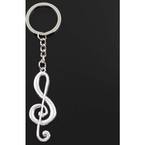Fashion Musical Note 60x21mm Pendant 30mm Key Ring Metal Chain Silver Color Men Car Gift Souvenirs Keychain Dropshipping